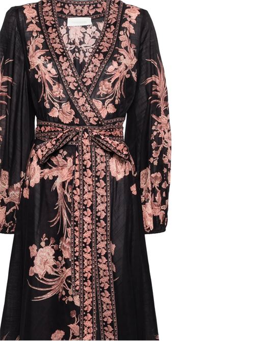 Waverly Wrap Midi Dress Zimmermann | 1710DSS243BLACK BIRD FLORAL